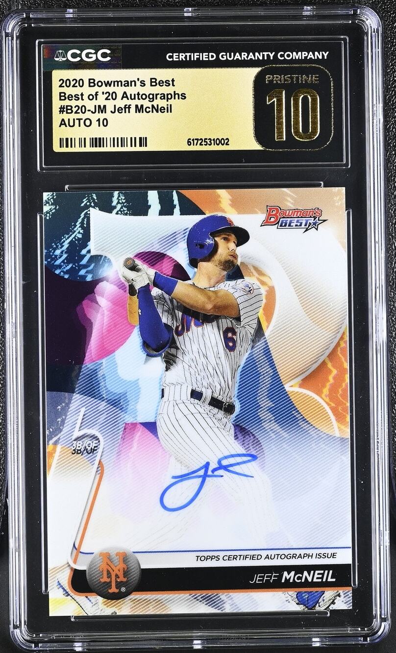 2020 Bowman's Best Jeff McNeil Best of 2020 Autographs Refractor CGC 10 Pristine